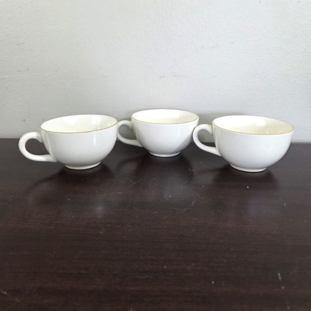 Homer Laughlin Vintage Golden Wheat Tea Cup & Saucer 22K Gold Trim 3 Sets Used - Picture 7 of 11